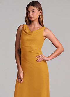 Azazie Nerine Brudtärnklänningar Klä av A-Linje i Chiffong Plisserad Knäck image6