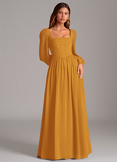 Azazie Maree Bridesmaid Dresses Butterscotch A-Line Corset Chiffon Dress image4