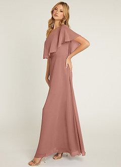 Azazie Lizzy Bridesmaid Dresses Cedar Rose A-Line One Shoulder Chiffon Dress image4