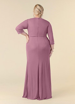 Azazie Rosena Mother of the Bride Dresses Vintage Mauve Sheath Pleated Mesh Dress image8