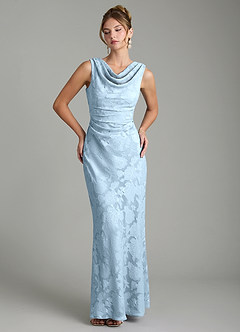 Azazie Kieryn Bridesmaid Dresses Sky Blue Mermaid Pleated Floral Burnout Dress image1