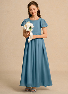 Azazie Joss Flower Girl Dresses Bermuda A-Line with Sleeves Chiffon Dress image12