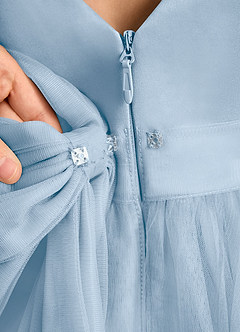 Azazie Winnie Robe Demoiselle D'honneur Fillette Robe Princesse en Tulle Arc Poudre Bleue image8