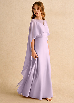 Azazie Fishie Girls Formal Flower Girl Dresses Frosted Lilac A-Line Matte Satin Dress image6