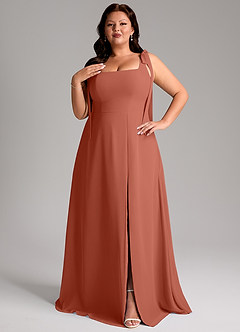 Azazie Debra Bridesmaid Dresses Clay A-Line with Pockets Chiffon Convertible Dress image10