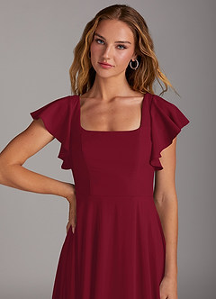 Azazie Bondi Brautjungfernkleider A-Linie Seitliche Cut-Outs Stretch-Chiffon Kleid Burgunderrot image6