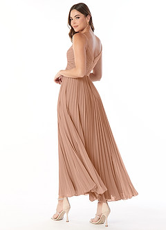 Azazie Raychelle Bridesmaid Dresses Champagne Rose A-Line V-Neck Chiffon Dress image4