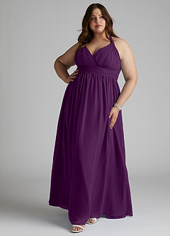 Azazie Ashia Bridesmaid Dresses Grape A-Line Pleated Chiffon Dress image7
