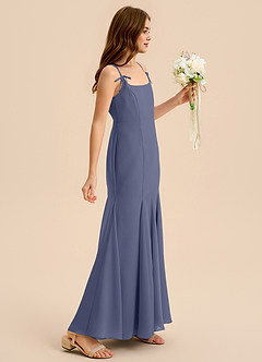 Azazie Evey Junior Vestido de Tormenta de Gasa de Corte Sirena con Plisado image5