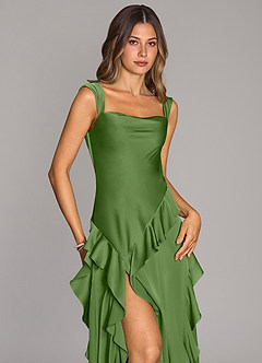 Azazie Sloane 신부 들러리 드레스 A라인 스윗하트 네크라인 스트레치 새틴 바닥 길이 드레스 image5