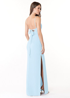 Azazie Mai Bridesmaid Dresses Sky Blue Sheath Pleated Chiffon Dress image4