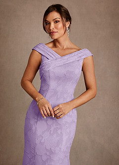 Azazie Aberdeen 신부의 어머니 드레스 쉬스 주름진 플로럴 번아웃 플로어 길이 드레스 image5