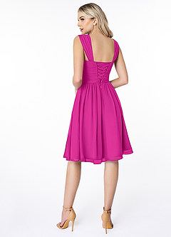Azazie Angie Brautjungfernkleider A-Linie Korsett Chiffon Kleid Fuchsia image2