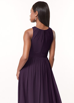 Azazie Harper Bridesmaid Dresses Plum A-Line Pleated Chiffon Dress image4