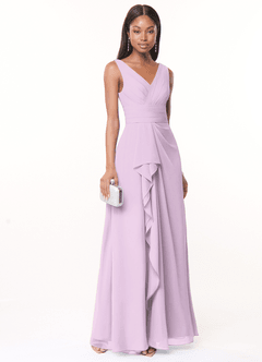 Azazie Julianna At-home Try On Dresses Butterscotch A-Line Chiffon Dress image1