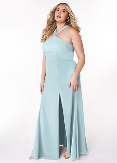 Azazie Rue Bridesmaid Dresses Mist A-Line Halter Chiffon Dress image9