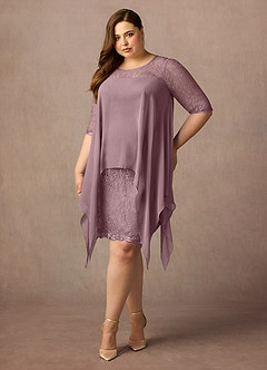 Azazie Flo Abiti per la Madre della Sposa Abito A-Line in Chiffon Pizzo Rosa Polverosa image6