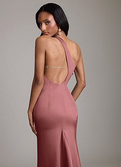 Azazie Voni Bridesmaid Dresses Amethyst Mermaid One Shoulder Stretch Satin Dress image4