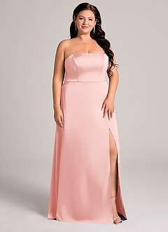 Azazie Wren At-home Try On Dresses Black A-Line Strapless Stretch Satin Convertible Dress image9