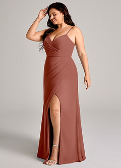 Azazie Maci Bridesmaid Dresses Auburn Sheath Pleated Chiffon Dress image10