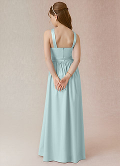 Azazie Jiya Junior Mist A-Line Pleated Stretch Satin Dress image2
