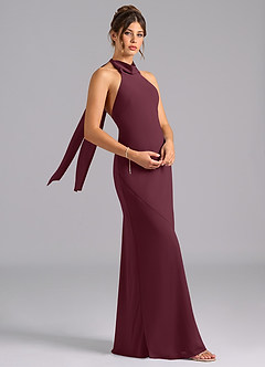 Azazie Velli Bridesmaid Dresses Cabernet Mermaid Bow Chiffon Dress image3