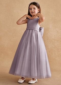 Azazie Cookie Flower Girl Dresses Dusk A-Line Bow Tulle Dress image4
