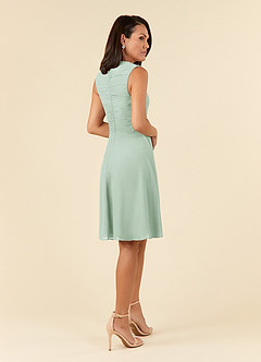 Azazie Theron Mother of the Bride Dresses A-Line V-Neck Pleated Chiffon Knee-Length Dress image4