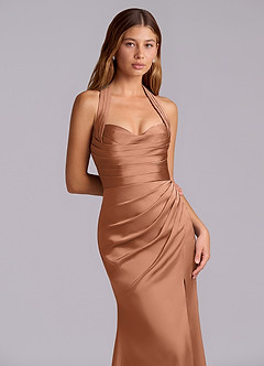 Azazie Destiny Bridesmaid Dresses Bronzer Mermaid Sweetheart Neckline Stretch Satin Dress image5