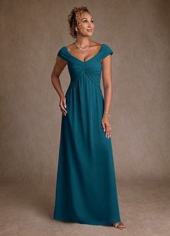 Azazie Myrtle Mother of the Bride Dresses Ink Blue A-Line Pleated Chiffon Dress image1