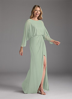 Azazie Ysabella Mother of the Bride Dresses Dusty Sage Mermaid Pleated Mesh Dress image7