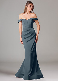 Azazie Everly Bridesmaid Dresses Twilight Mermaid Off the Shoulder Stretch Satin Convertible Dress image3