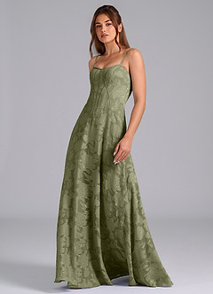 Azazie Stasy Final Sale Pistachio A-Line Sweetheart Neckline Floral Burnout Dress image5
