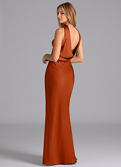 Azazie Lusinda Brudtärnklänningar Klä av Sjöjungfru i Stretch Satin Axelbandslös Bränd Apelsin image2