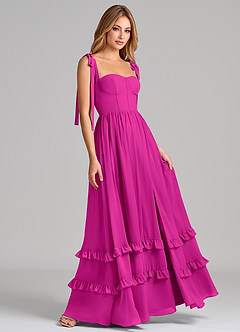 Azazie Anastacia Bridesmaid Dresses Fuchsia A-Line Sweetheart Neckline Chiffon Dress image4