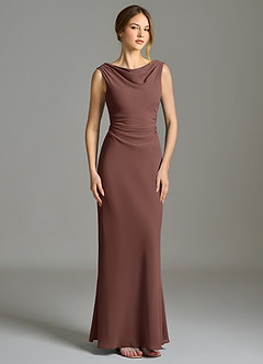 Azazie Kieryn Robes de demoiselle d'honneur Robe Sirène en Mousseline de soie Plissée Expresso image5