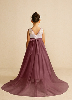 Azazie Tay Flower Girl Dresses Desert Rose A-Line Sequins Tulle Dress image2