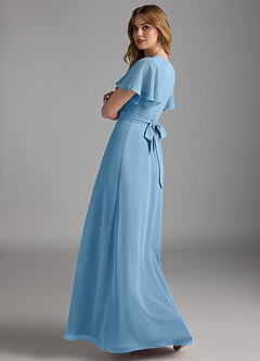 Azazie Zaniah Bridesmaid Dresses Steel Blue A-Line Chiffon Dress image7