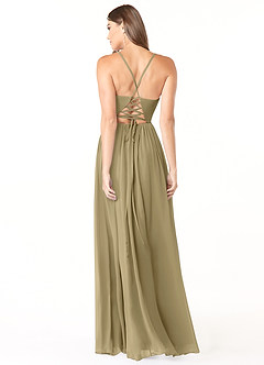 Azazie Aaida Bridesmaid Dresses Moss Green A-Line Corset Chiffon Dress image2