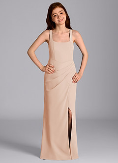 Azazie Mero Junior English Rose Mermaid Pleated Chiffon Dress image3