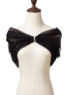 front Cinched Tulle Evening Stole