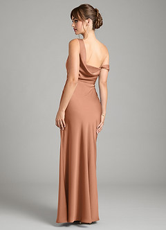 Azazie Madelyn Vestidos de damas de honor Vestido de Bronceador de Satén Elástico de Corte Sirena Convertible con Hombro unilateral image2