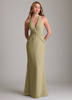 Azazie Valerie Bridesmaid Dresses Moss Green Mermaid Pleated Chiffon Dress image3