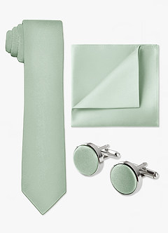 front Matching Skinny Tie & Pocket Square & Cuff Links Set