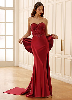 Arizona Red Corset Rhinestone Lace Prom Dress image8