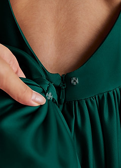 Azazie Bettie Flower Girl Dresses Pine A-Line Bow Matte Satin Dress image6