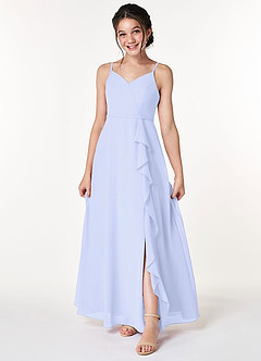 Azazie Naeem Junior Lavender A-Line Ruched Chiffon Dress image1