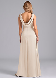 Azazie Karina Bridesmaid Dresses White Alabaster A-Line Pleated Stretch Satin Dress image6