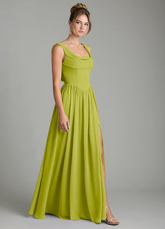 Azazie Novi Bridesmaid Dresses Lemongrass A-Line Pleated Chiffon Dress image3