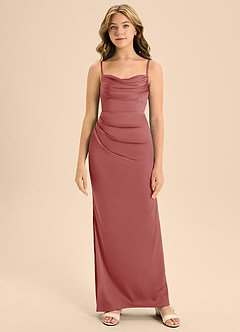 Azazie Mai Junior Antique Rose Sheath Sweetheart Neckline Stretch Satin Dress image5